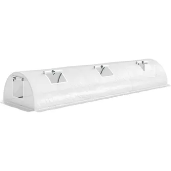 Skleník Outsunny Fóliový skleník Outsunny, mini tunelový skleník s oknem ze síťoviny, odolný proti UV záření, plastová fólie, 300 x 80 x 45 cm, bílý