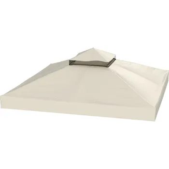 Zahradní altán Outsunny náhradní střecha pro altán 3 x 3 m, náhradní plachta pro altán s odtokovými otvory, UPF30+, ochrana proti slunci, krémově bílá