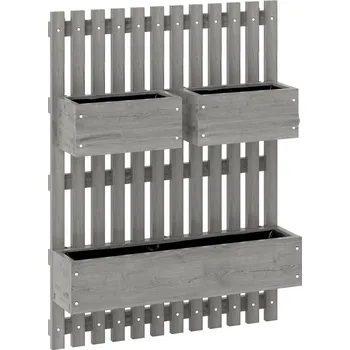 Stojan na květiny Outsunny Sada truhlíků na květiny Outsunny, nástěnná, volně pohyblivá, masivní dřevo, 60 x 16 x 80 cm