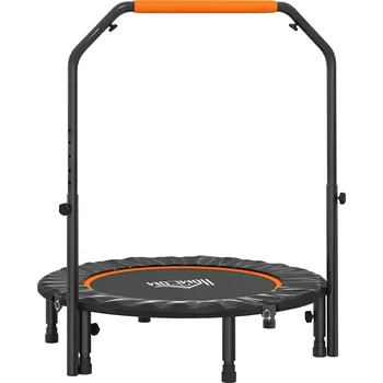 Trampolína HOMCOM fitness trampolína, skládací, nastavitelná rukojeť, Ø102 x 123H cm, do 150 kg, černá