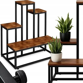 Stojan na květiny DRŽÁK NA KVĚTINÁČ STOJÍCÍ STOJAN NA KVĚTINY RUSTIKÁLNÍ LOFT POLICE 67 cm