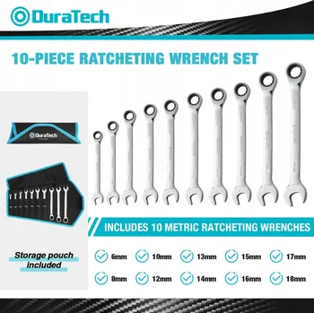 Klíč DURATECH Sada Ráčenových Klíčů 10 Kusů 6-18 mm