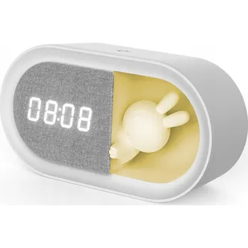 Budík Budík s noční LED lampičkou ve tvaru králíčka PURE FNL-05 INGRID bílý podlouhlý Forever