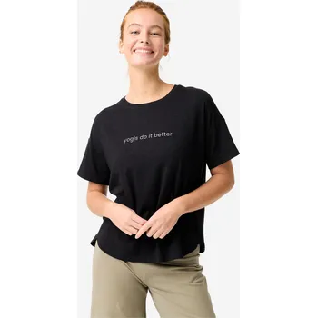 KIMJALY Dámské tričko s krátkým rukávem na jógu M ČERNÁ