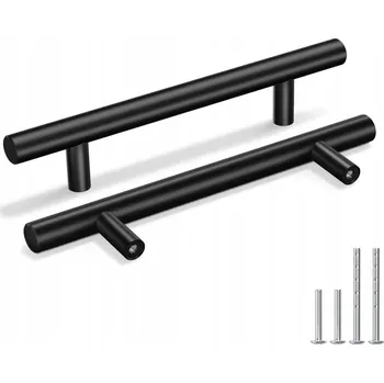 Nábytkové kování Goldenwarm Černá úchytka na skříňky, rozteč šroubů 192 mm, rozteč otvorů 128 mm