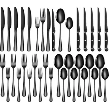 Příbor TAN REN Sada Příborů Černá 36 Kusů pro 6 Osob Nerezová Ocel