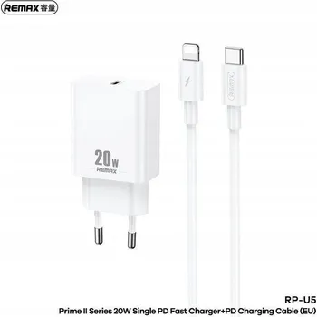 Síťová nabíječka REMAX PRIME II SERIES 20W RP-U5 KABEL USB-C/LIGHTNING 1M