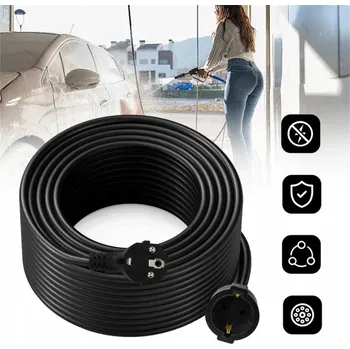 Napájecí kabel PRODLUŽOVACÍ KABEL PVC 30M ČERNÝ 3×0,75MM² ZESÍLENÁ IZOLACE MAX 3680W