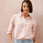 Dlouhá košile s vichy kostkou růžová šedá/bílá 44