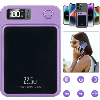 Powerbanka POWERBANKA 10000MAH MAGSAFE BEZDRÁTOVÁ 15W QC3.0 USB-C FIALOVÁ