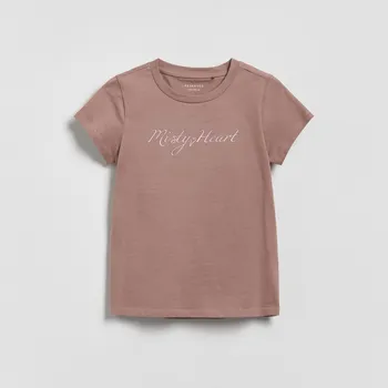 Dívčí oblečení Reserved - Tričko s&nbsp;vypouklým nápisem - kávová - 407HU-84X - 407HU-84X-U13