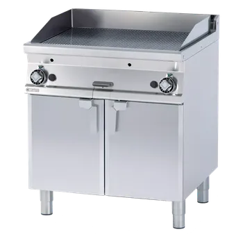 Kuchyňský gril Grilovací deska 76x51 plynová chromovaná rýhovaná s podestavbou | RM - FTR-78GS