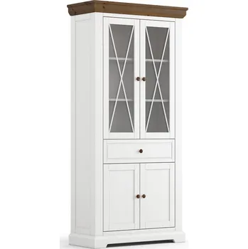 Knihovna KATMANDU Dřevěná vitrína 2D bílá/tabaková Marone Elite