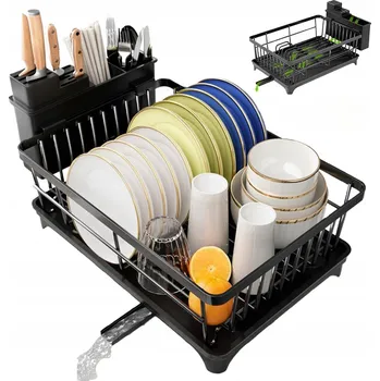 Odkapávač na nádobí ODKAPÁVAČ NA NÁDOBÍ STOJÍCÍ ODKAPÁVAČ NA PŘÍBORY ČERNÁ 38.6 X 28.3 X 14 CM