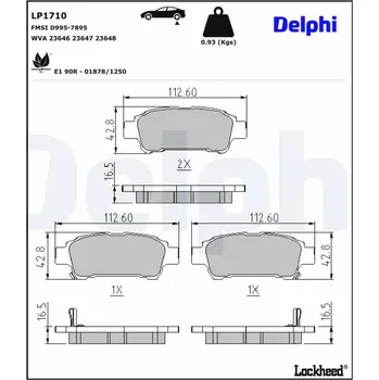 Brzdová destička Sada brzdových destiček, kotoučová brzda DELPHI LP1710