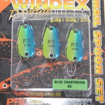 Umělá nástraha Rapture Set Plandavek Windex SG Nail Spoon Blue Chartreuse 2,8cm 2,5g -3,5g