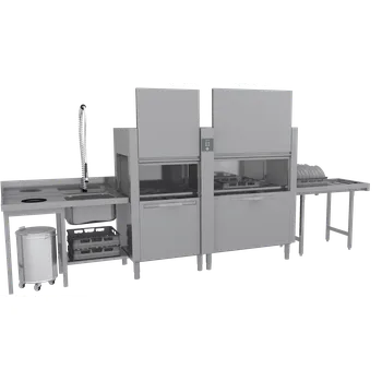 Myčka nádobí Myčka tunelová 270 košů za hodinu na horkou vodu, výstup vpravo | RM - CT 270 ABT RX