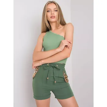 Dámské kalhoty Khaki šortky s ozdobnými řetízky M