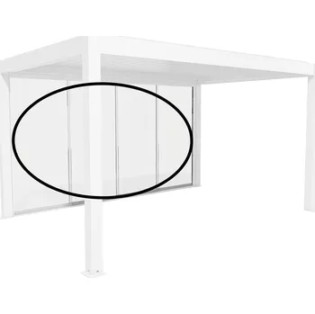 Pergola Biohort Posuvná stěna z čirého tvrzeného 10mm skla pro stranu 5,5m, Bílá (Originální příslušenství pro Biohort Pergola)