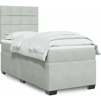 Postel vidaXL Box spring postel s matrací 100x200 cm samet [3293138] Barva: světle šedá