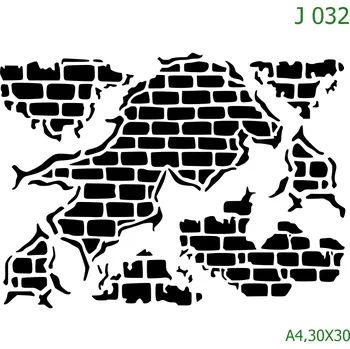 Plastová šablona pro malování - Strukturální vzory - Cihly (J032) - A4 , Lepící fólie