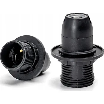 Objímka na žárovku Objímka s PEVNÝM LÍMCEM patice žárovky E14 s maticí ČERNÁ polozávit