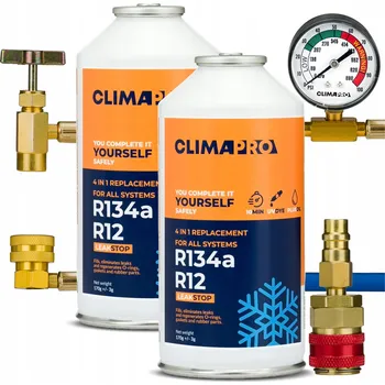 Příslušenství pro klimatizaci PLYN DO KLIMATIZACE AUT R134a SADA 2x CHLADIVO TĚSNIVO HADICE ADAPTÉR