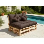 Polstr CARLOS SET color 27 tmavě hnědá, sedák 120x80 cm, opěrka 120x40 cm, 2x polštáře 30x30 cm, paletové prošívané sezení Mybesthome mall VO