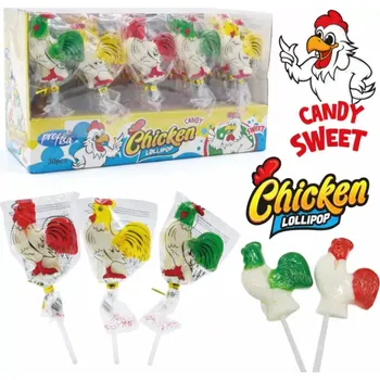 Bonbon Ovocné lízátko CHICKEN 15 g - Jelly Pop (balení 30 ks) (želé lízátko KOHOUT - balení 30 ks)