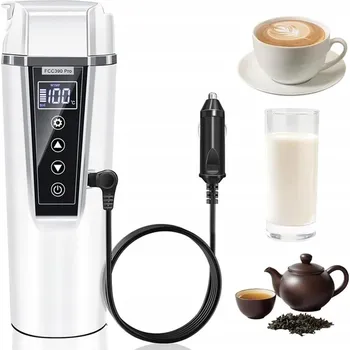 Termohrnek PŘENOSNÁ CZAJNIK ELEKTRYCZNY DO AUTA 12V/24V 450ML HRNEK PRO OHŘEV KÁVY