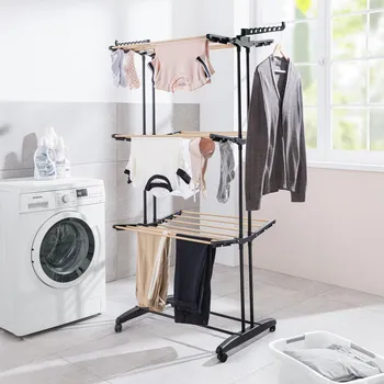 Sušák na prádlo Die moderne Hausfrau Genial 497685 Věžový sušák na prádlo 62 cm x 170 cm hnědá