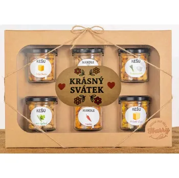 Dárková krabička Dárková sada Kešu či Mandlí 6ks NAMIXUJ si SÁM Krásný svátek (Dárková sada Kešu či Mandlí 6ks NAMIXUJ si SÁM Krásný svátek)