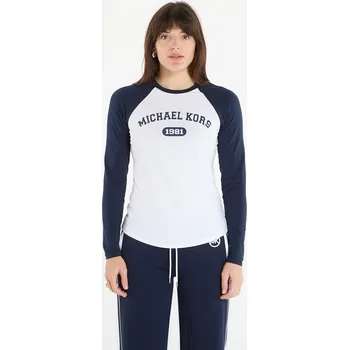 Dámské tričko Tričko Michael Kors Crew Ls Logo Fitted Tee Midnight Blue XS