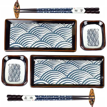 Sada nádobí ARTCOME Sada keramiky na sushi, 8 dílů: talíře a příbory pro servírování