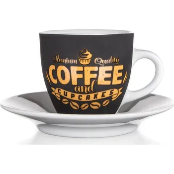 Šálek + podšálek 90ml COFFEE&CUPCAKES keramický