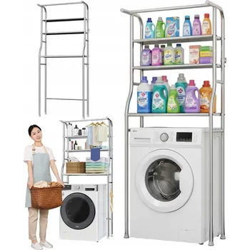 Koupelnový nábytek Regál Police do Koupelny 3-Patrový Nerezová Ocel Univerzální Stříbrný