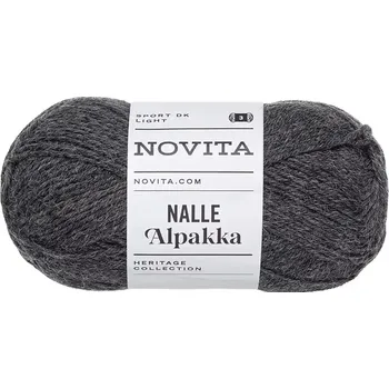 Příze Novita Nalle Alpakka 44 Grafitová (Ponožková příze s alpakou Nalle Alpakka graphite )