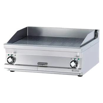 Kuchyňský gril Grilovací deska 79x52 elektrická rýhovaná bez podestavby 400 V | RM - FTRT-78ET