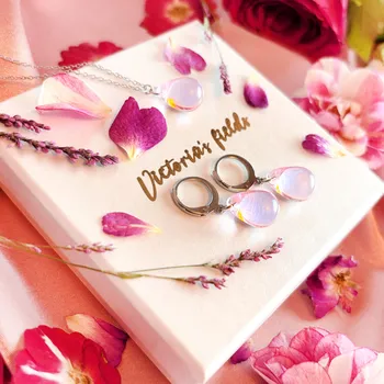 Náhrdelník Šperky z pravého českého skla - Sada V objetí tulipánů