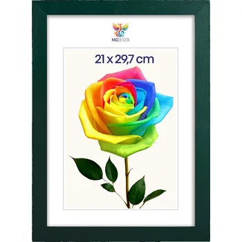 Obraz Rámeček na fotografie A4 21 x 29,7 cm zelený, z přírodního dřeva