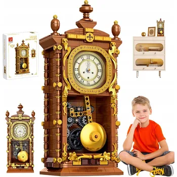 ostatní stavebnice RETRO STAVEBNICE KYVADLOVÉ HODINY 751 DÍLKŮ DEKORACE VINTAGE DÁREK