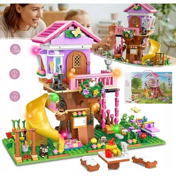 ostatní stavebnice ZESTAW BUDOWLANY DOMEK NA STROMĚ S OSVĚTLENÍM HRAČKA