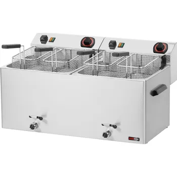 fritéza Fritéza elektrická dvojitá 0,74 kW/l, 11+11 l stolní s výpustí 400 V | REDFOX - FE 1010 TD