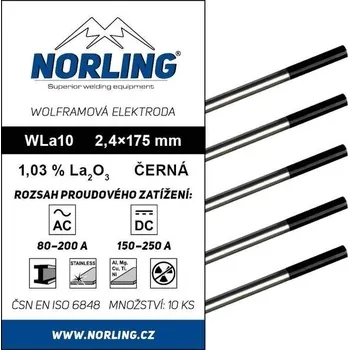 Příslušenství ke svářečce Elektroda wolframová WL10 2,4/175 černá NORLING