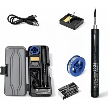 Páječka Nakida TK-190 Aku páječka s nastavitelnou teplotou (max. 420 °C), USB-C (Nakida TK-190 přenosná akumulátorová páječka 190mm | Digitální pájecí pero 3.7V | 3 stupně teploty až 420 °C | Rychlé nahřátí | Nabíjení USB-C | Pájka v pouzdře s cínem a kalafunou |