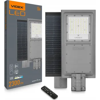 Venkovní osvětlení Pouliční lampa Videx 100 W 2300 lm, bateriové a solární napájení
