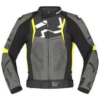Moto bunda Richa Stradale fluo žluto/šedá kožená - 54