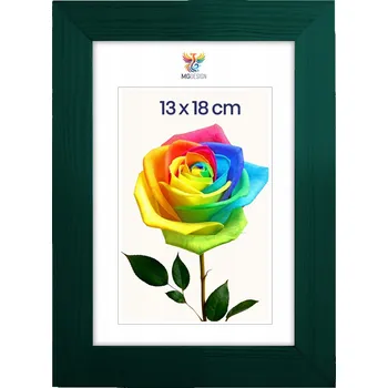 Obraz Rámeček na fotografie 13 x 18 cm, zelený, z přírodního dřeva