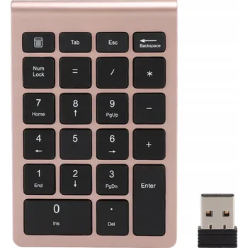 Klávesnice BEZDRÁTOVÁ NUMERICKÁ KLÁVESNICE USB PRO NOTEBOOK PC RŮŽOVÉ ZLATO