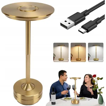 Lampička MODERNÍ DOTYKOVÁ STOLNÍ LAMPA, ZLATÁ, REGULACE SVĚTLA LED